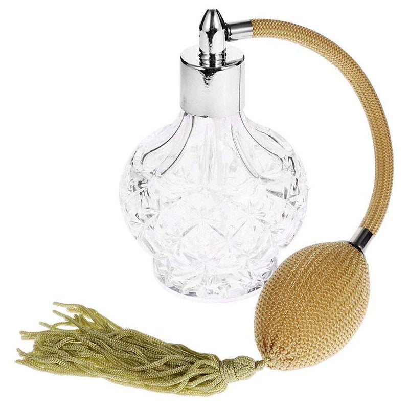 Topxome 100ml Clear Crystal Vintage Style Perfume Bottle Gold Long Spray Tassels Atomizer Pump Refillable Glass Bottles Lady Makeup Tool - Image 1